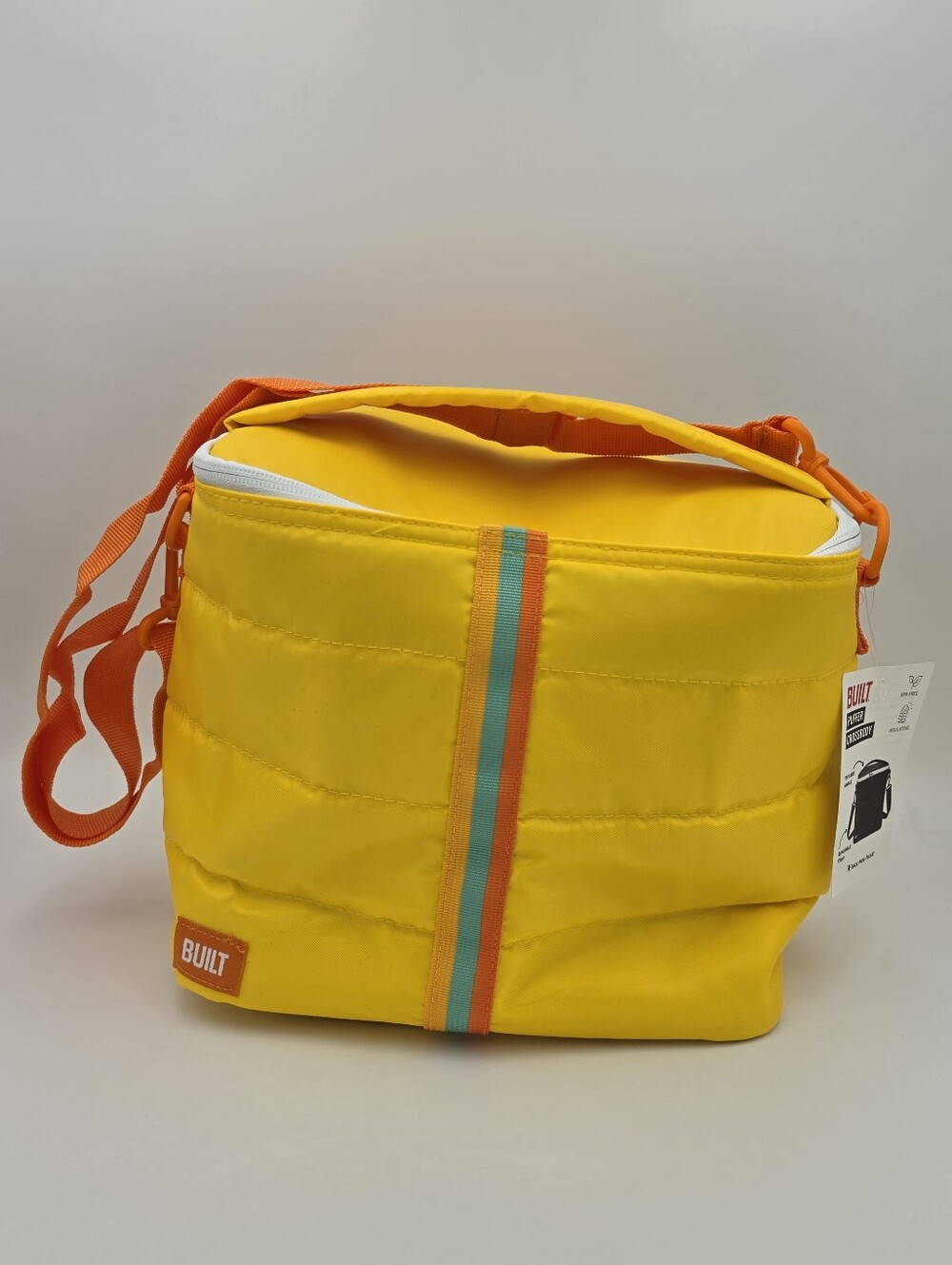 Built Puffer Insulated Crossbody Lunch Tote Bag, Citrus Sunrise Stripe, NWT
